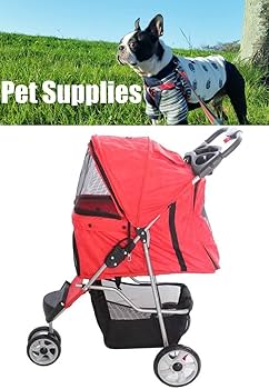 【 折りたたみ ペットカート 】 三輪バギー ペットバギー (赤) 小型犬 中型犬 老犬 猫 うさぎ 横80×縦100×幅38cm 重量6.5Kg  持ち運び お散歩 お出かけ 旅行 介護